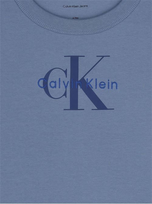 T-shirt bambino Calvin Klein blu a manica corta Calvin Klein Kids | IB0IB02610C4I